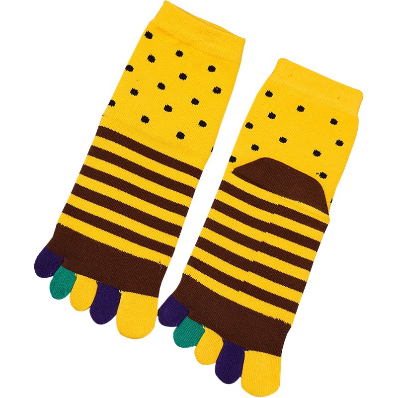 New Men's Combed Cotton Toe Socks Mid-barrel Autumn and Winter Thick Mid-high Waist Autumn and Winter Amazon Hot