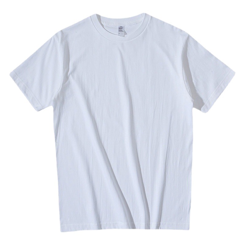 Picture of New 220g thick shoulder cotton crew neck short sleeve T-shirt white top base shirt summer women's wholesale