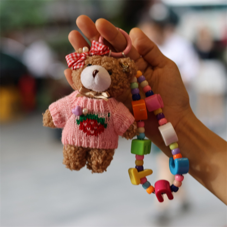Ins K-Style Original Handmade Cute Bear Bag Pendant Acrylic Rope Plush Doll Pendant Doll