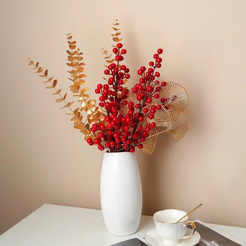 Picture of Source Factory Fortune Fruit Holly Fruit Christmas Red Fruit Home Living Room Decoration Wedding Celebration Ornaments Holly Fruit