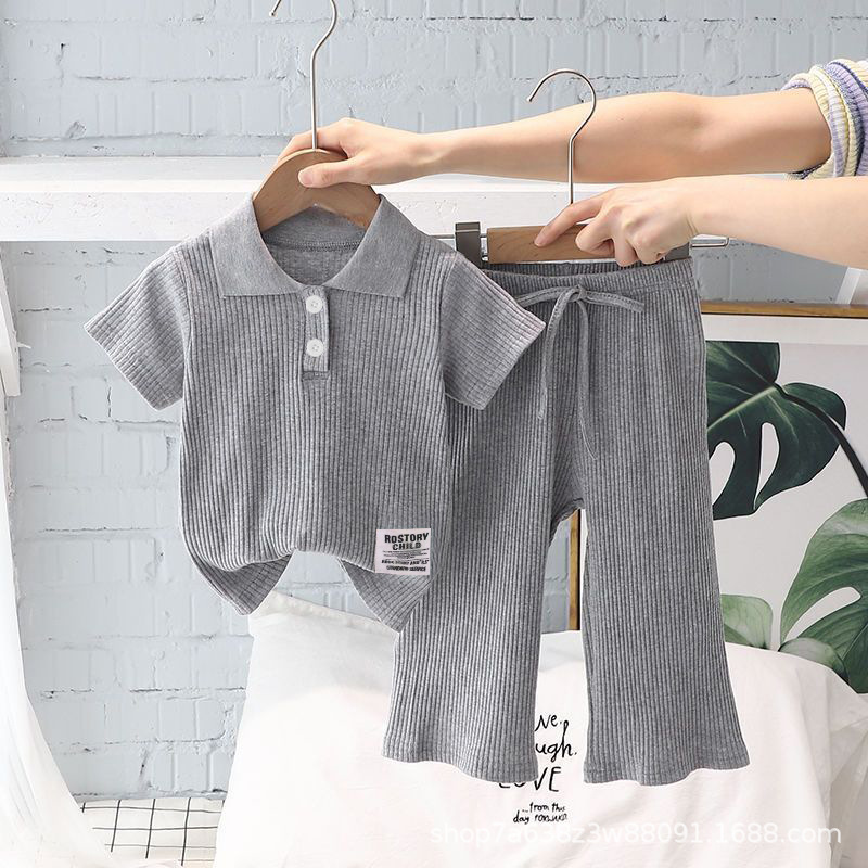 Picture of Girls' Fashionable suit Summer 2025 New Women's Baby Online Popular Pit Short-sleeved Pants Children's Sports Two-piece Set