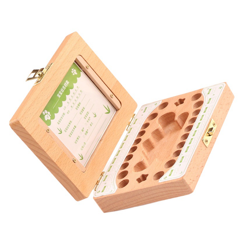 Children's Wooden Photo Frame Fetal Hair Preservation Deciduous Teeth Ornaments Tooth Collection Box Storage Box Souvenir Birthday Gift