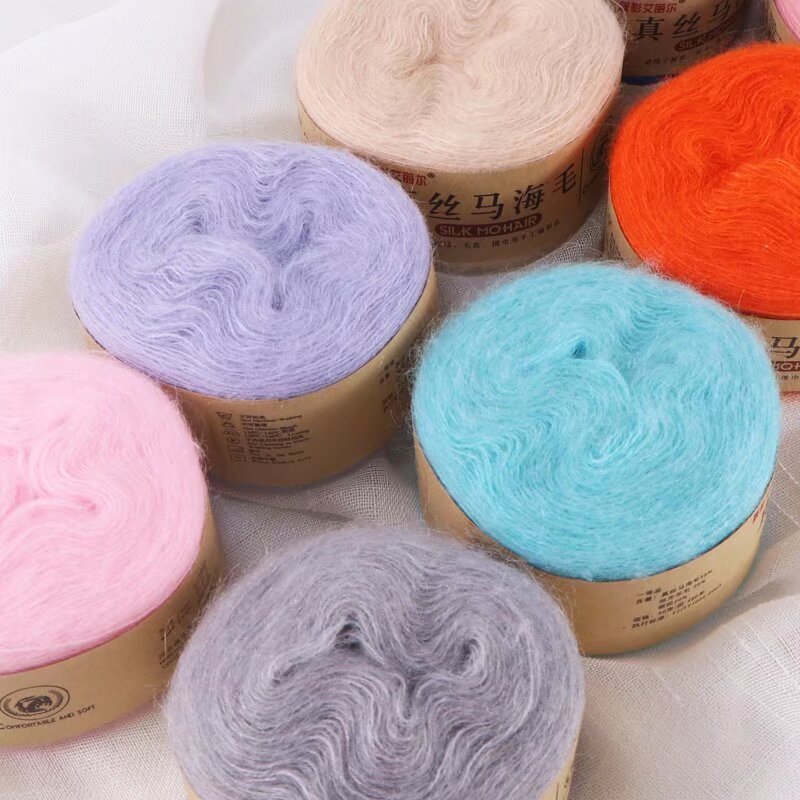 50g Silk Mohair Hand-Knitted Fine Wool Shawl Outwear Thread Stick Needle Knitted Cut Out Blouse