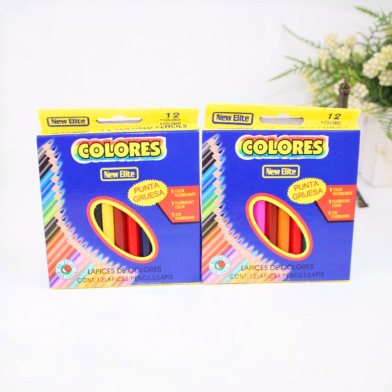 Lixue stationery elegant floral colored pencil short type high quality colored pencil 12 Color School Supplies