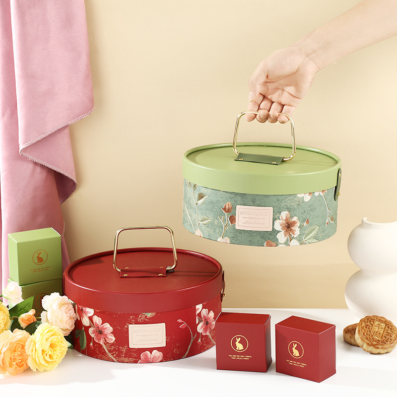 2025 Mid-Autumn Mooncake Gift Box Chinese Style Portable Round Packaging Box Ice Skin Liquid Egg Yolk Crisp Inner Box Empty Box