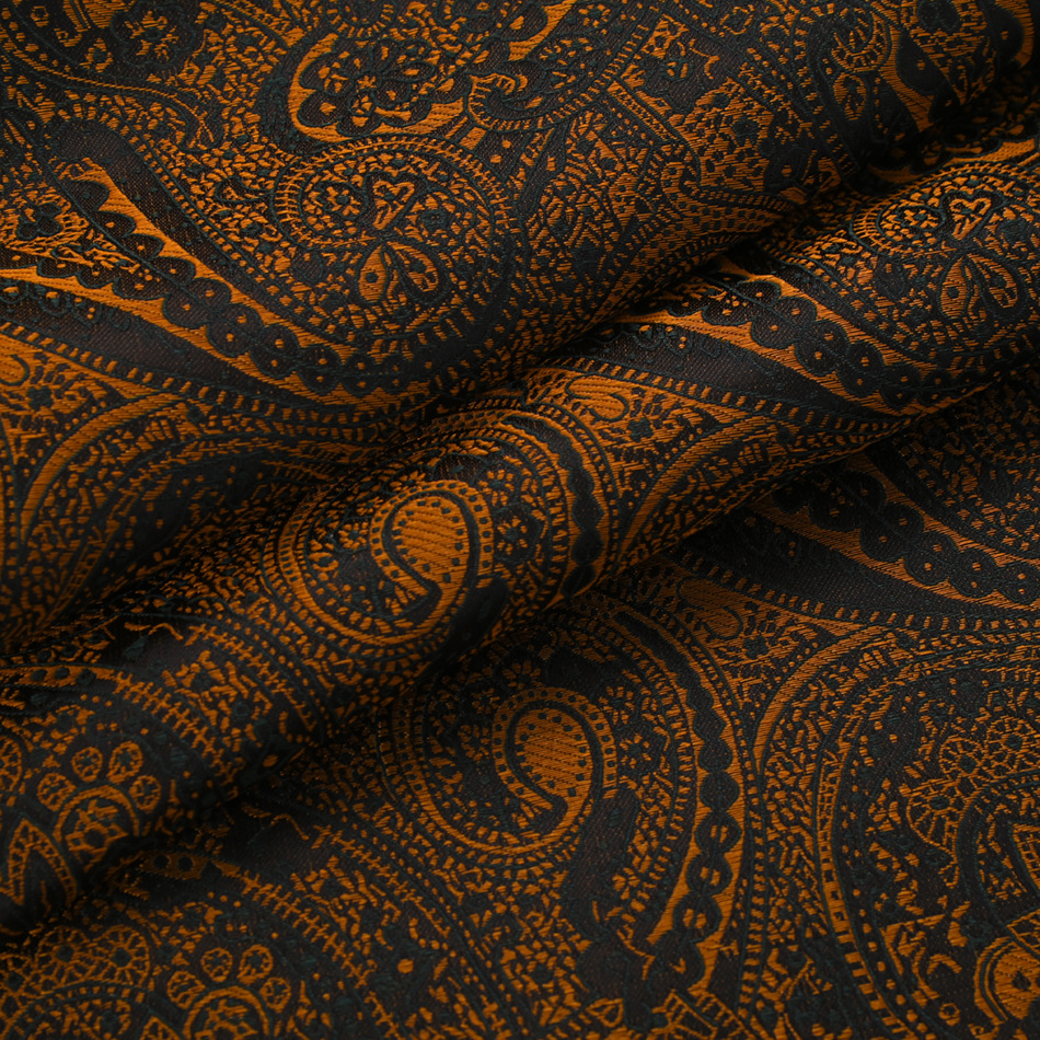 High-End Series Acetate Jacquard Shirt Fabric Black Gold Paisley Jacquard Strong Drape and Not Easy to Wrinkle Clothing Wholesale