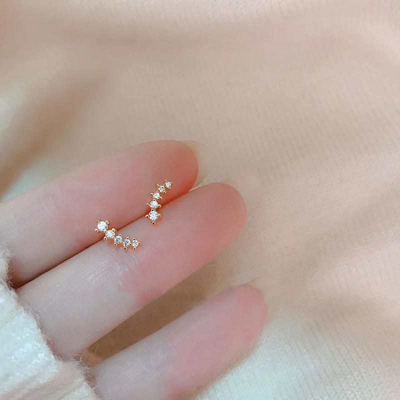 Asymmetric meteor shiny mini earrings women's South Korea 925 tremella earrings sleep without picking stars earrings