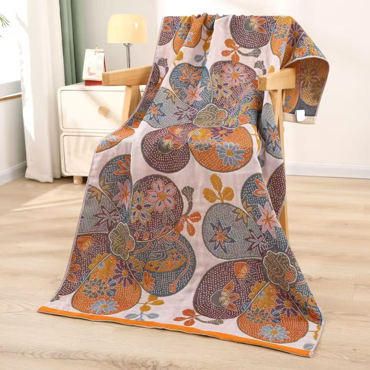 Picture of Gauze Bath Towel 160x 80cm Multifunctional Small Blanket Four Seasons Universal Multi-layer Adult Couple Seaside