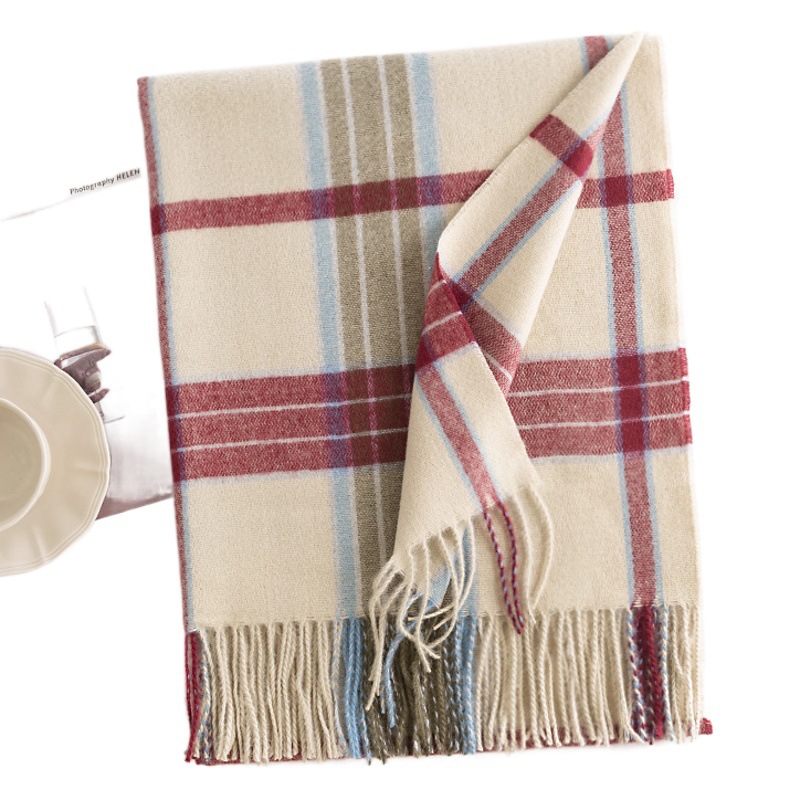 Striped Scarf for Women 2025 Autumn and Winter New Faux Cashmere Korean and Japanese Fashion Shawl Warm Neck Scarf Korean and Japanese Style