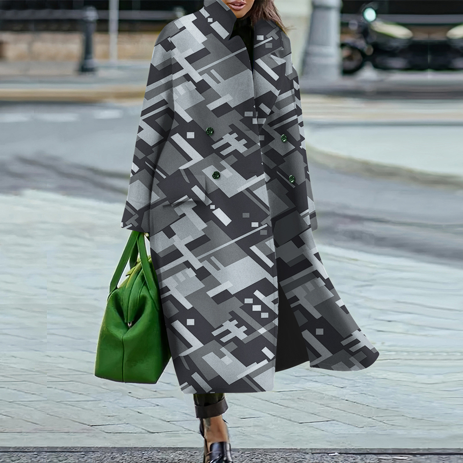 Picture of Amazon Cross-border Foreign Trade Europe and America Explosions Loose Winter and Autumn Women's Woolen Jacket Warm Commuting Elegant Coat