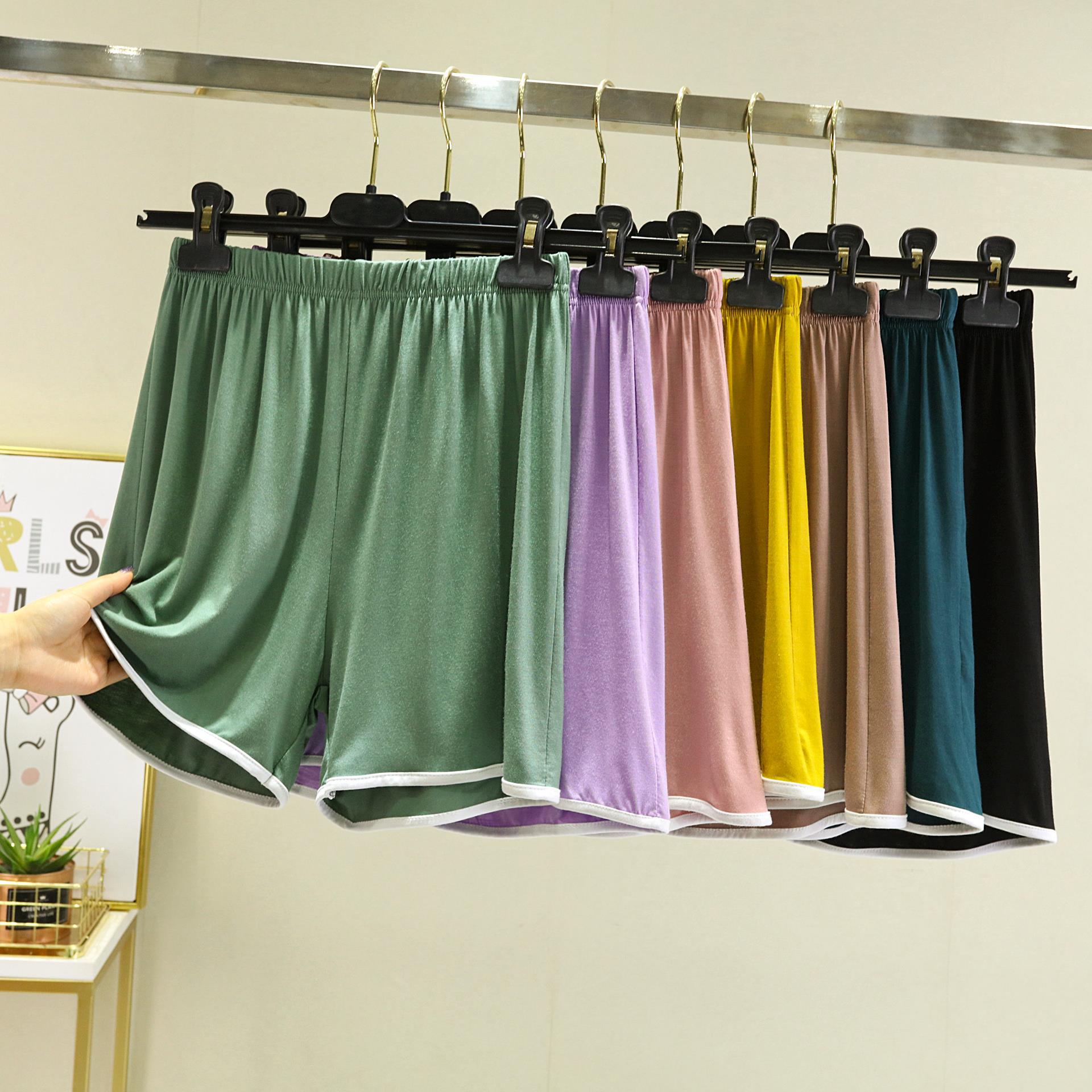 New Modal Spliced Bag Hundred Side Shorts Summer Casual Pants Three-point Home Pants Pajama Pants Solid Color Straight Trendy Pants