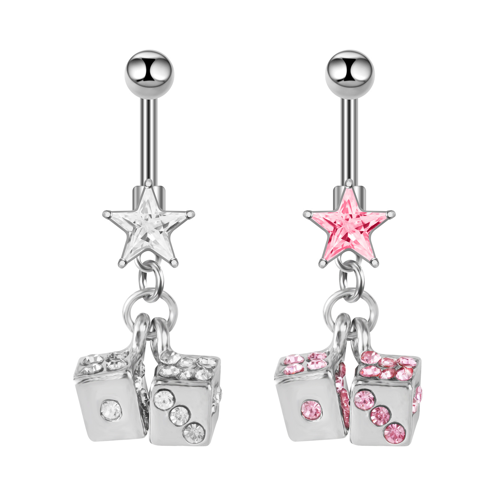 European and American ins style creative Diamond-embedded square navel ring girl plug navel nail body navel piercing jewelry female