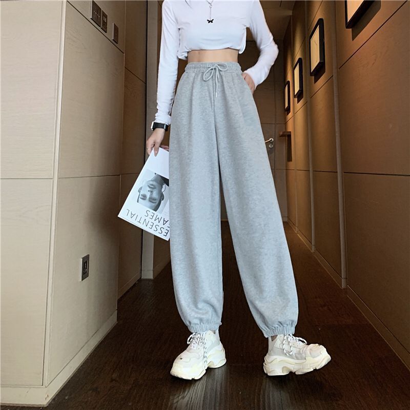 Cross-border Leg-binding Sports Pants Women's Loose Spring and Summer Straight Ins Trendy Pants Slimming Casual Grey Sweatpants Harlan Pants
