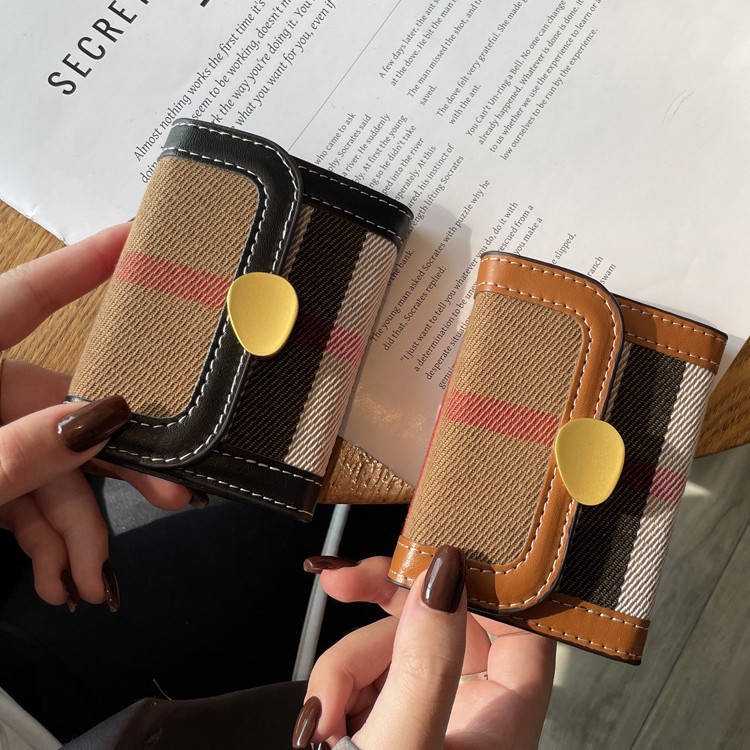 Picture of Plaid Canvas Women's Card Bag 2024 Fall/Winter New Internet Celebrity Hot Style Ins Retro Multi-Card Change Coin Holder