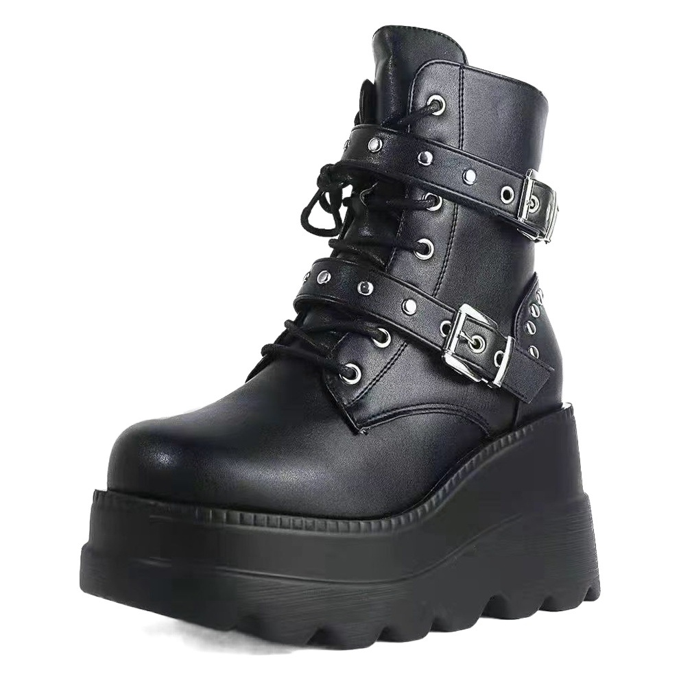 wish Amazon wedge Martin boots for women 2023 autumn and winter New thick bottom European and American plus size foreign trade fashion short boots for women