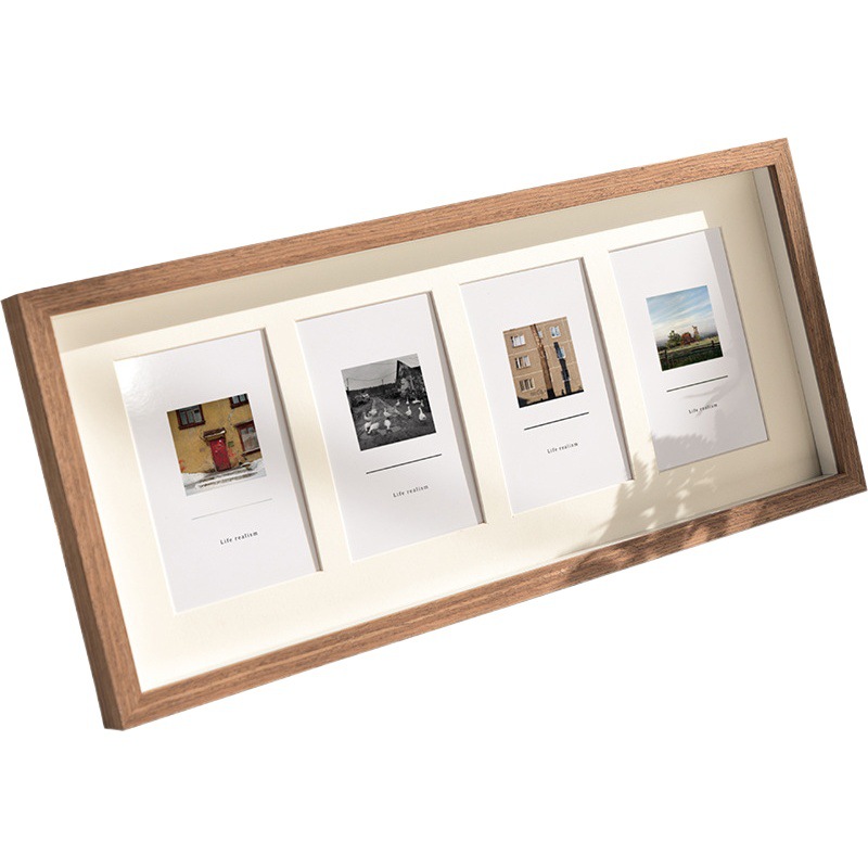 Wooden Stereo Hollow Photo Frame Conjoined Triple Table Photo Frame Wedding Dress Kidsren's Growth Campus Commemorative Frame Wall Hanging