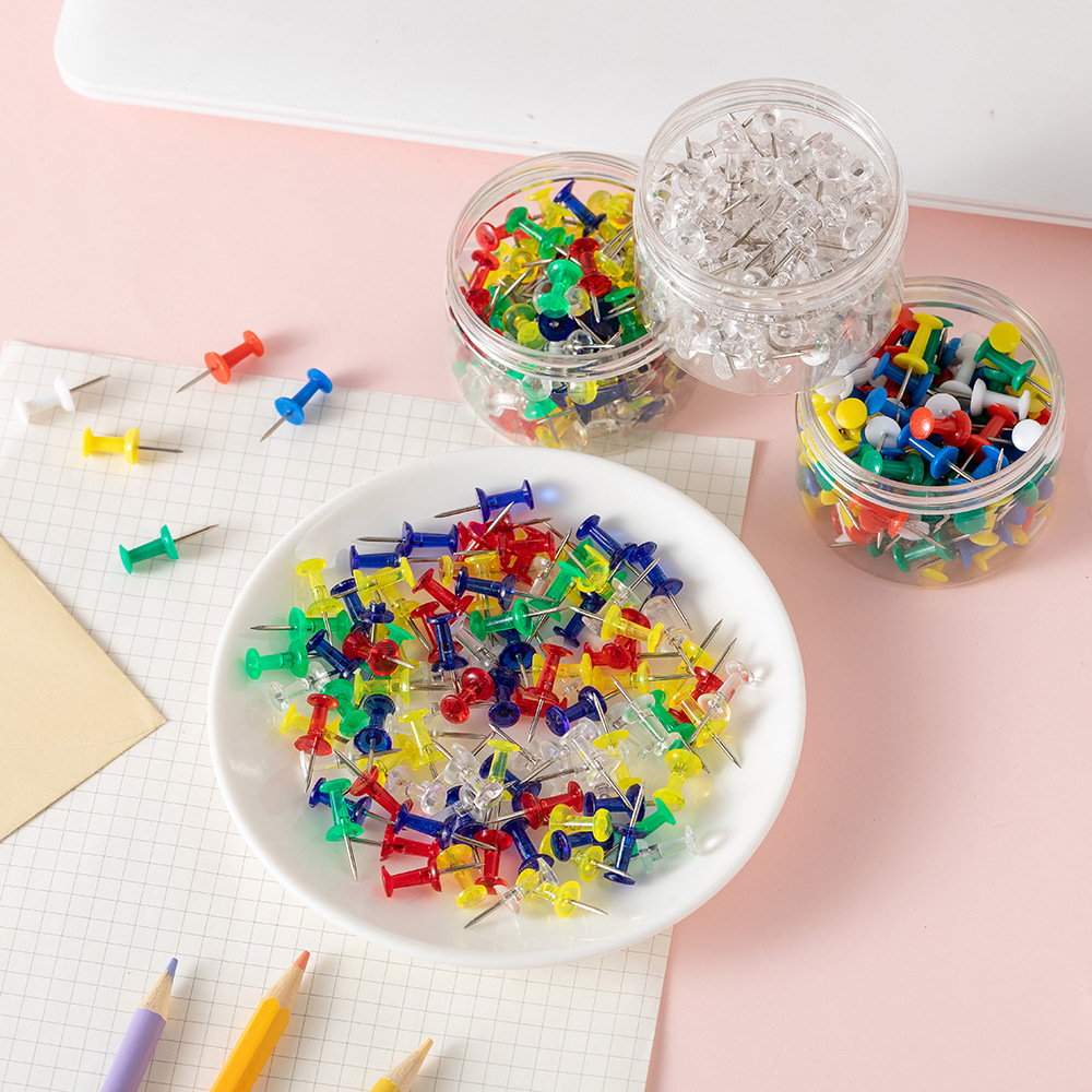 Picture of Color painting drawing nail I-shaped nail press nail photo wall boxed Creative plastic cork nail 100 pieces/box