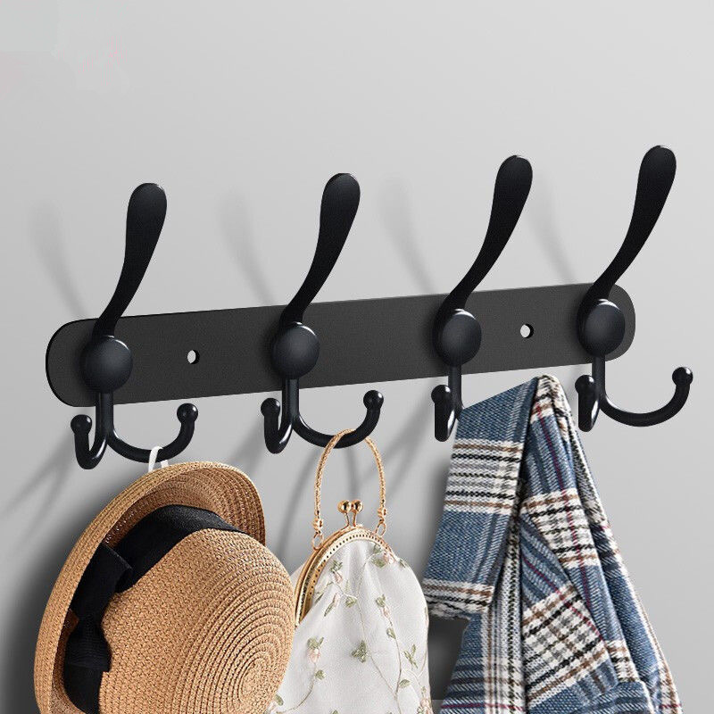Black Punch-free Hook Clothes Hook Rack Door Rear Living Room Coat Hook Wall Bathroom Clothes Hook Wardrobe Hook