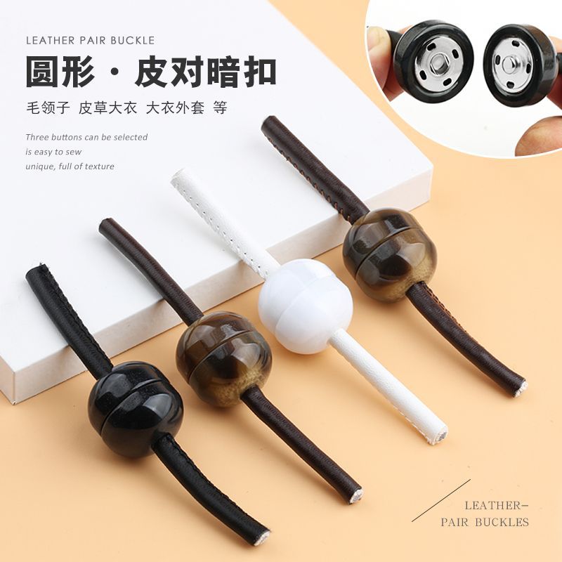 Wholesale supply leather-to-dark button-to-button fur collar fur coat coat coat buckle leather buckle round button