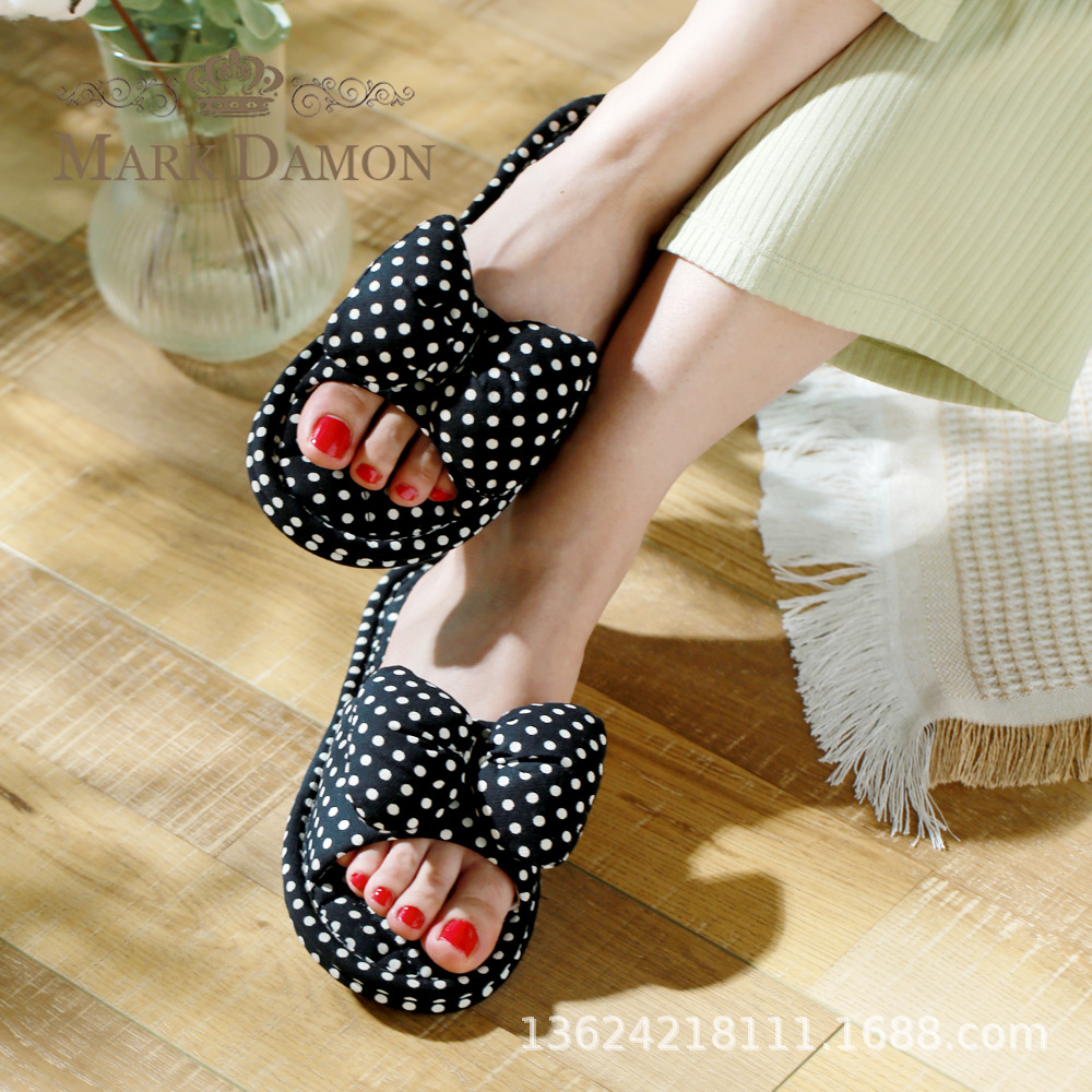 New Home Pure Cotton Fabric Three-Layer Cloth Bottom Silent Floor Special Thick-Soled Women's Home Slippers