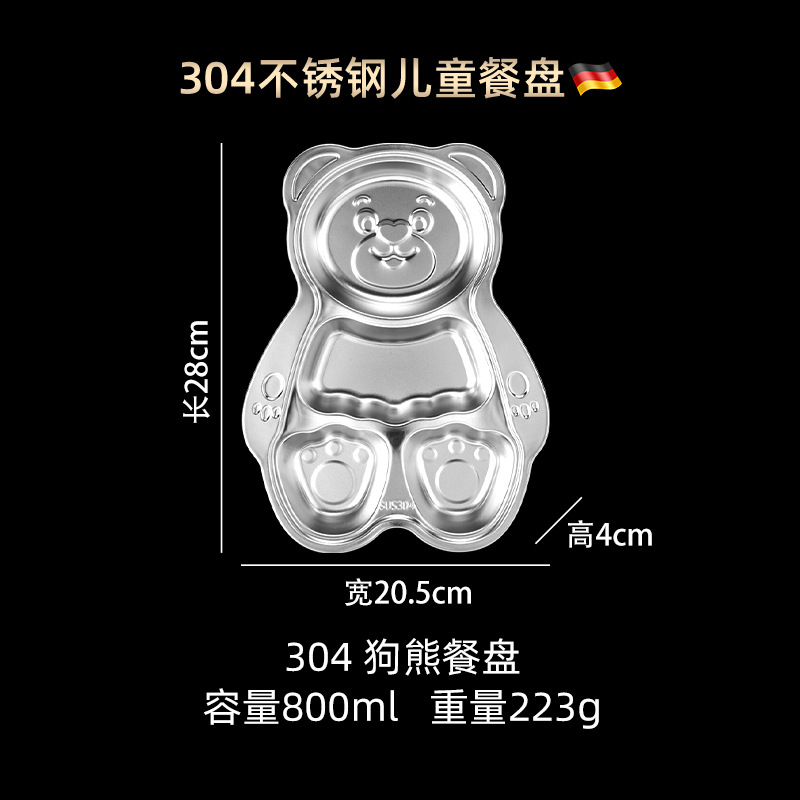 Picture of ins Style Children's Dinner Plate 304 Stainless Steel Cartoon Baby Household Separator Plate Kindergarten Dinner Plate High Color Value 316