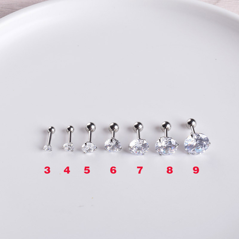 Picture of Round white diamond zircon earrings for men and women fashion Korean style earrings tide foreign trade ebay AliExpress earrings wholesale