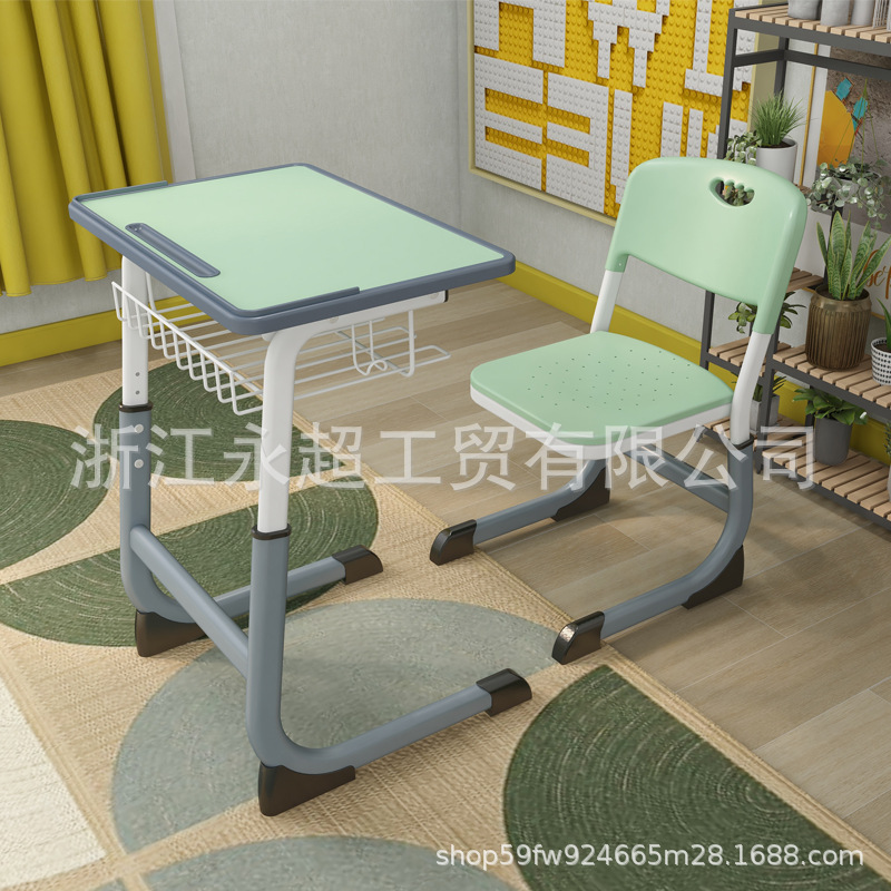Picture of Cross-border Bidding Primary and Secondary School Students' Desks and Chairs School Tutoring Class Writing Desk Lifting Children's Learning Desk suit Wholesale