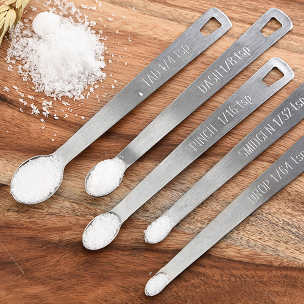 Cross-border stainless steel mini measuring spoon five-piece set with scale seasoning measuring spoon kitchen cooking seasoning spoon