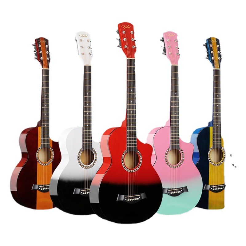 Guitar wholesale 38 inch large spot gradient color wooden guitar beginners practice piano popularity jita Ji
