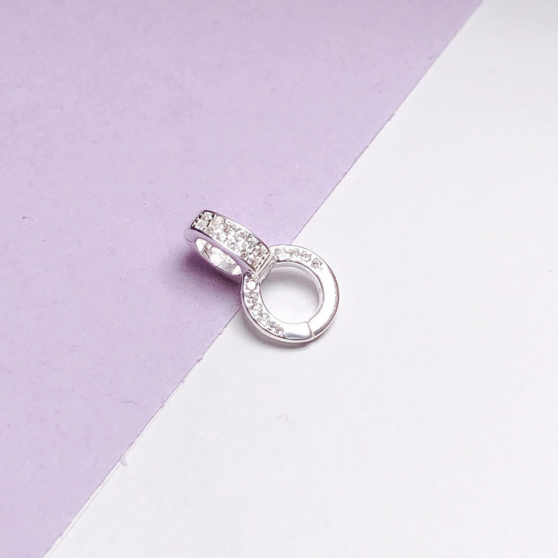 Picture of Connecting Buckle 925 Sterling Silver DIY Jewelry Universal Buckle Double-Ring All-Match Buckle Jade Pearl Necklace Pendant Buckle