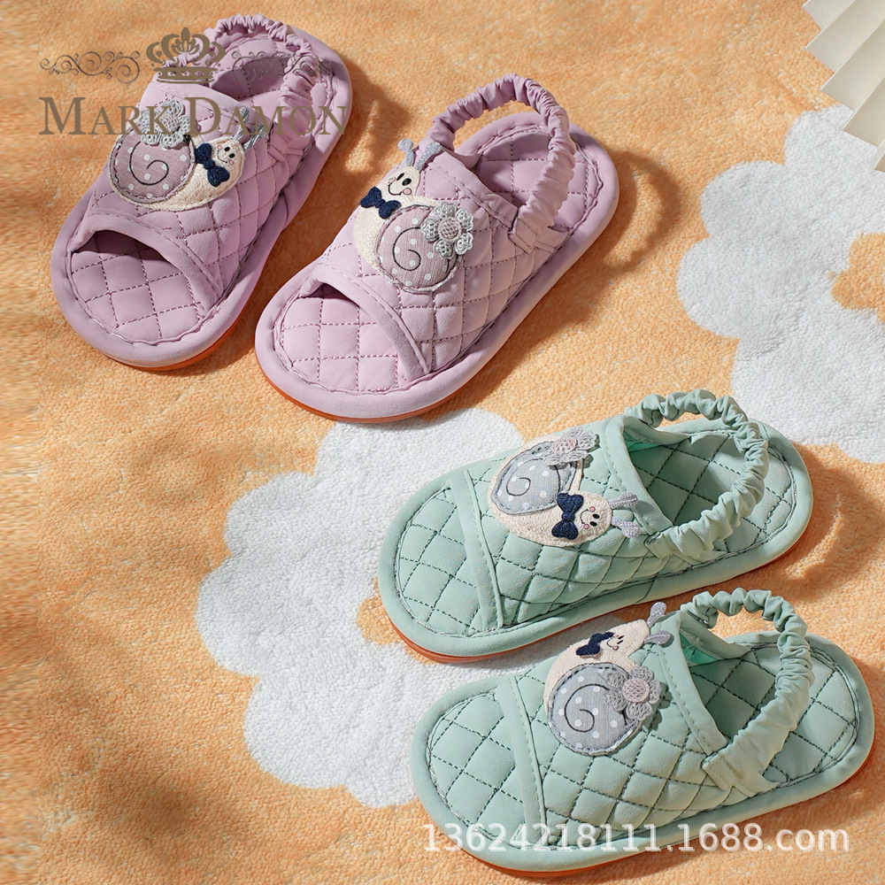 New Fabric Children's Toddler Shoes for Men and Women, Indoor Home Non-Slip Tendon Bottom Floor Slippers Manufacturer Wholesale