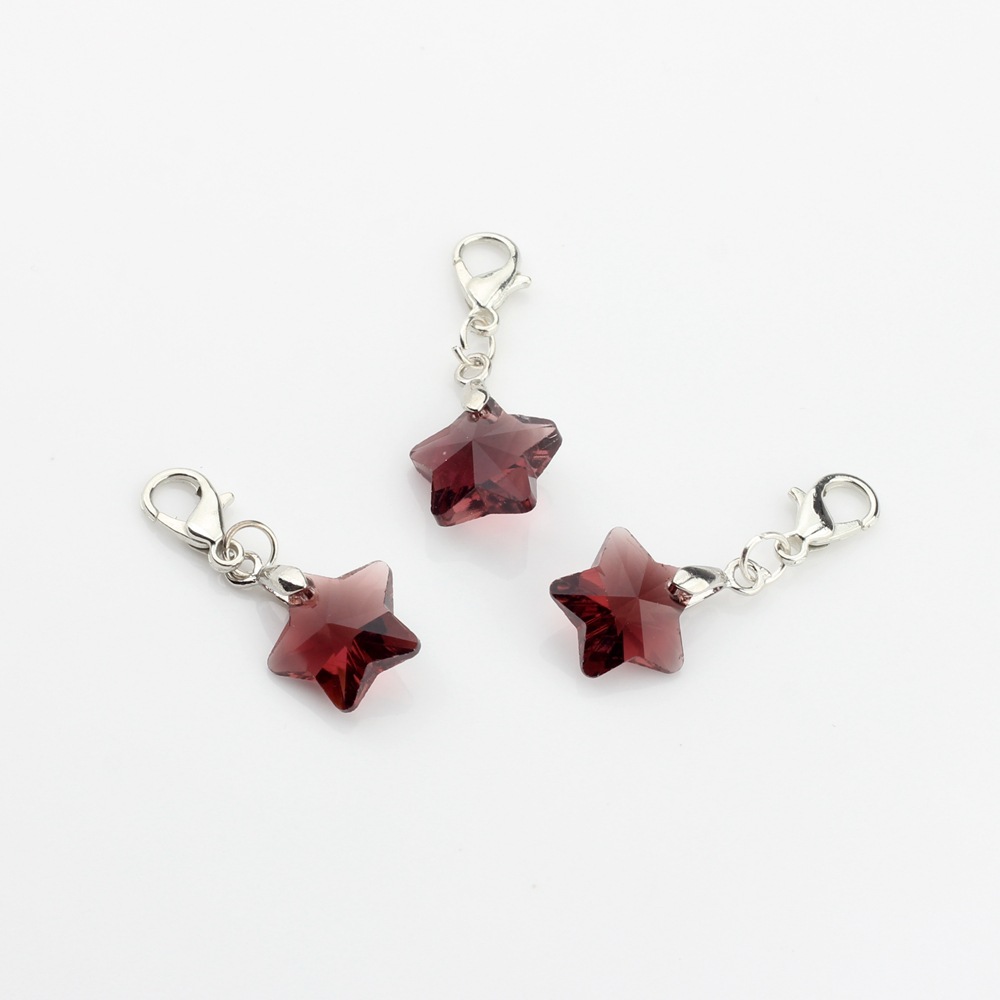Picture of Crystal bead five-pointed star hanging lobster clasp pendant handmade children's student pencil star Small pendant ornaments