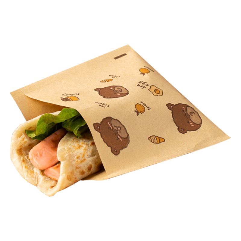 Full set of sandwich oil paper bag meat sandwich old Tongguan triangle oil-proof paper bag hamburger leather bag diy folding