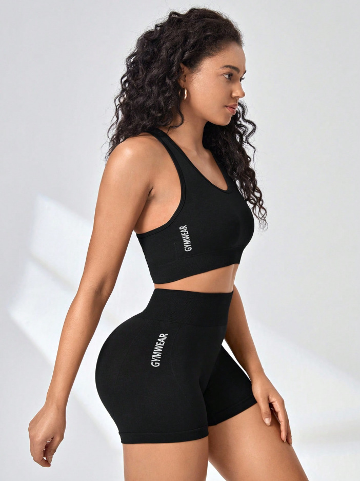 Picture of Yoga Clothing suit Women's Tight-fit Slimming Running High-intensity Training Fitness Underwear Summer Sports Vest Two-piece Set
