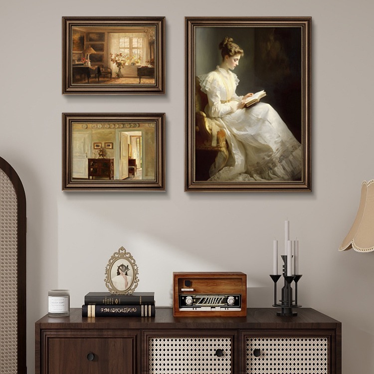 Picture of American porch retro combination decorative painting high-level sense French antique niche living room dining room classical painting