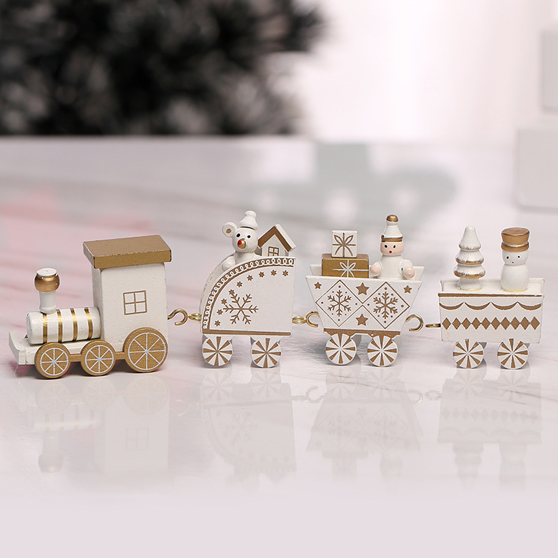 Picture of Strict selection of Christmas decorations Christmas wooden train children's kindergarten Christmas gift window ornaments