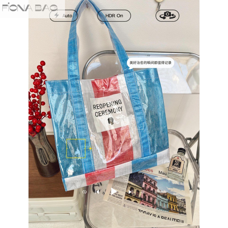 Little Red Book Ins South Korea Dongdaemun Color Woven Handbag Snakeskin Pocket Plastic Hand Shoulder Shopping Bag