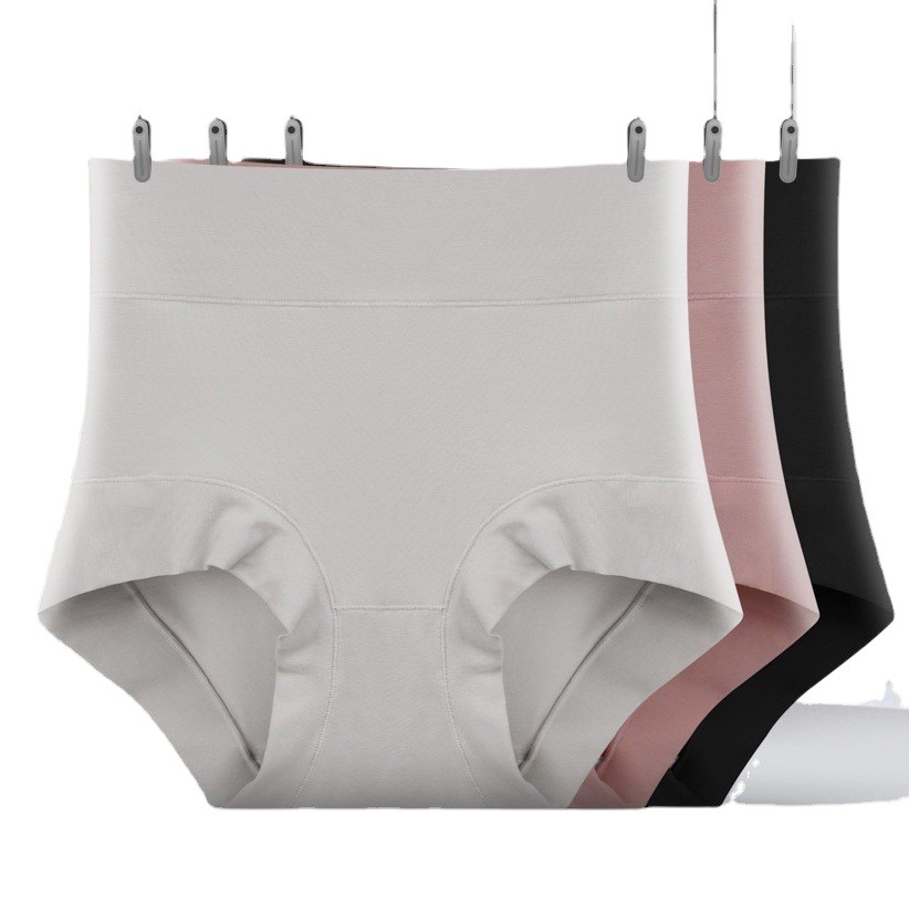 New Women's High-Waist Pure Cotton Underwear 60 Count Combed Cotton Large Size Pure Cotton Crotch Antibacterial Tummy-Tightening Butt-Lifting Briefs