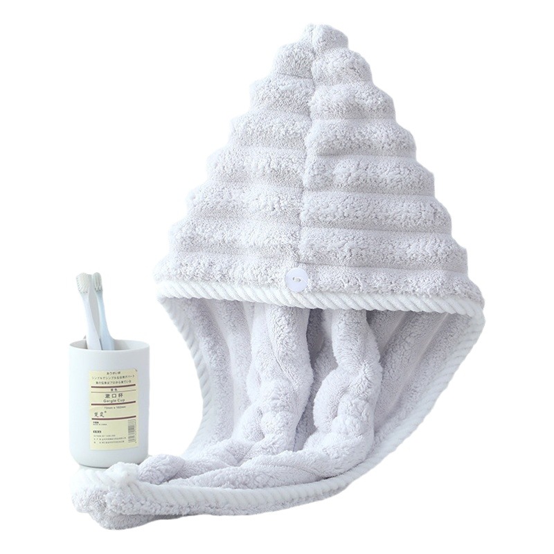 Coral Fleece Dry Hair Cap, Thickened, Quick-Drying, Absorbent, Adult Hair Drying Triangle Cap, Highly Absorbent