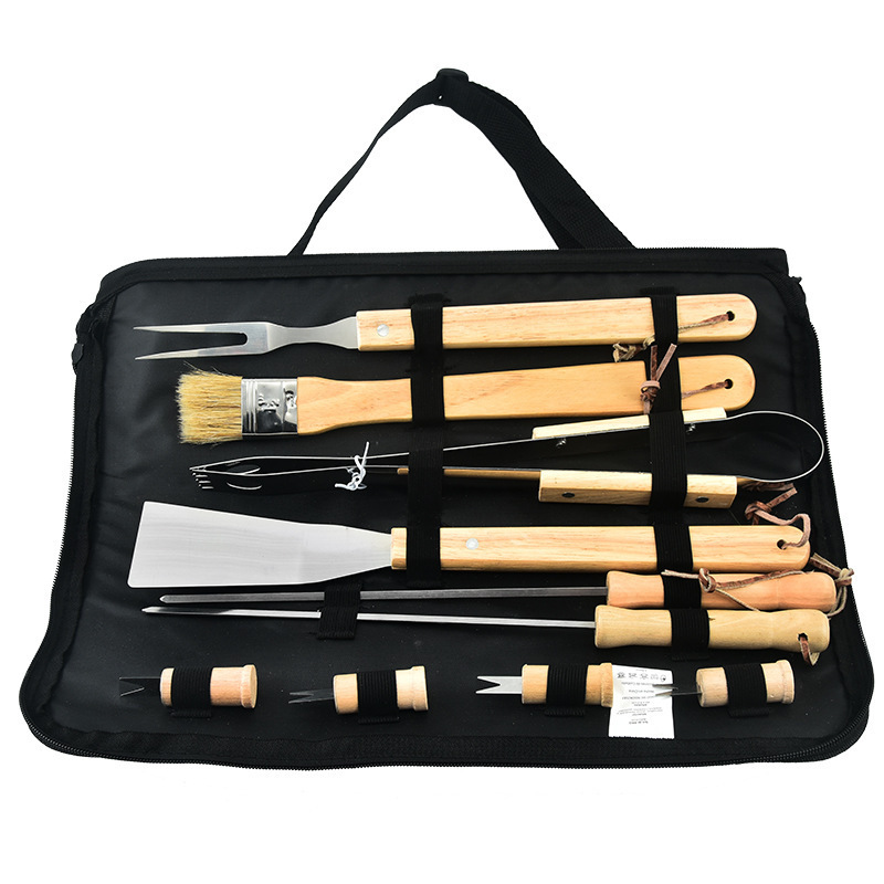 Picture of Cross-border barbecue tool set outdoor stainless steel Oak barbecue shovel combination BBQ Barbecue in stock