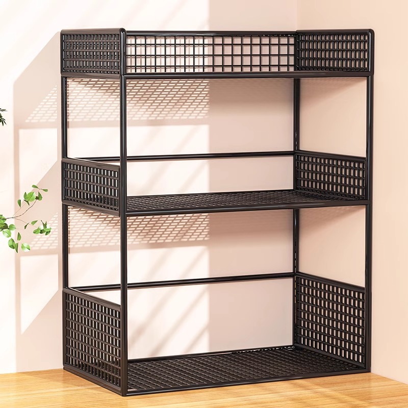 The shelves are small, the shelves are organized in layers, and the desks are stored in layers, and the dormitory desks are stacked on the desk shelves and shelves