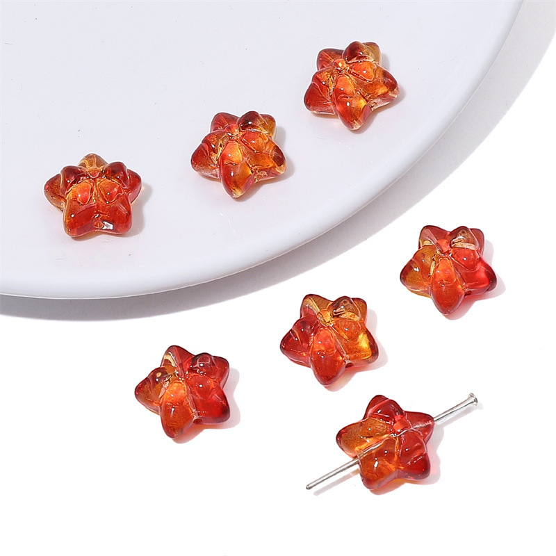 Picture of colored glass five-pointed star bow beads loose beads handmade diy three-dimensional jelly beaded bracelet jewelry accessories