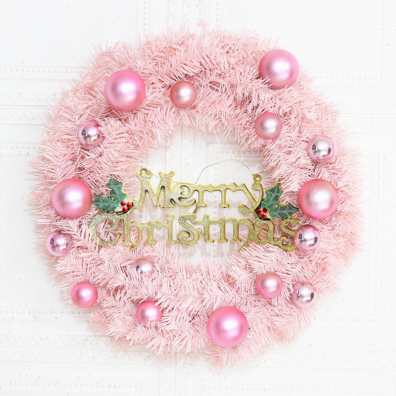 Factory wholesale Christmas decoration pink Christmas wreath 30/40/50cm rattan ring shopping mall window scene