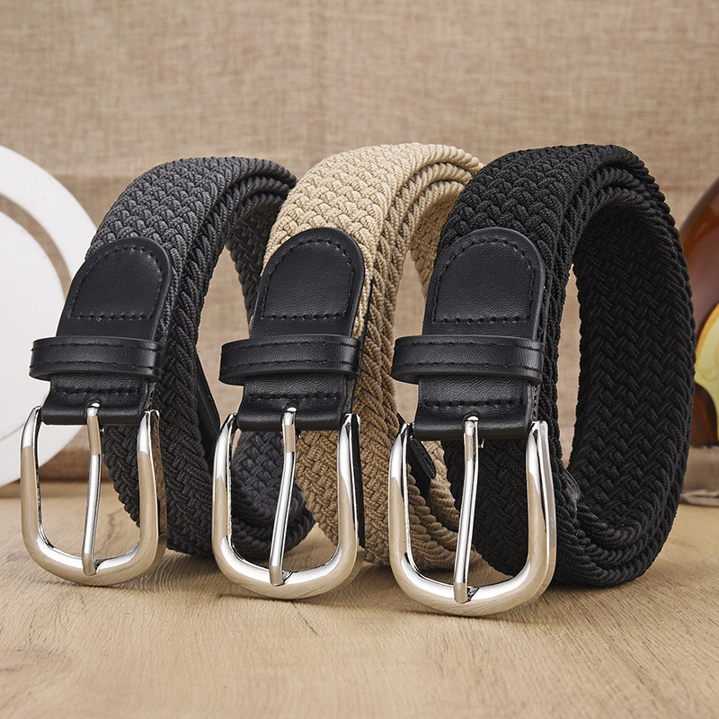 Punch-free Belt Women's All-match Jeans Canvas Belt Braided Elastic Pin Buckle Student Lazy Belt