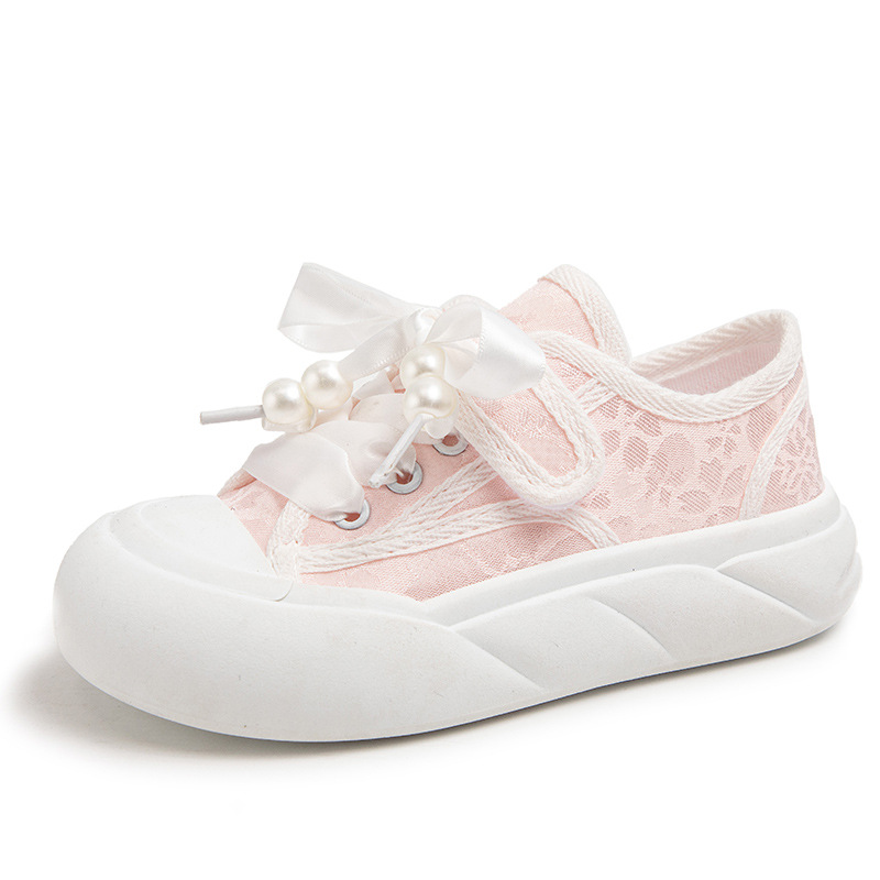 Picture of Girls Canvas Shoes 2025 New Summer Kidsren's Breathable Sports Sneakers Girls White Shoes Fashionable Casual Shoes