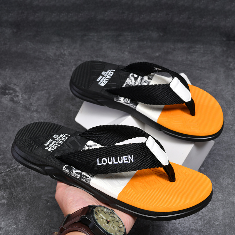 2025 New Slippers Men's Summer Non-slip Flip-flops Men's Sandals Fashionable Distinctive Korean Style Outdoor Sandals Sandals