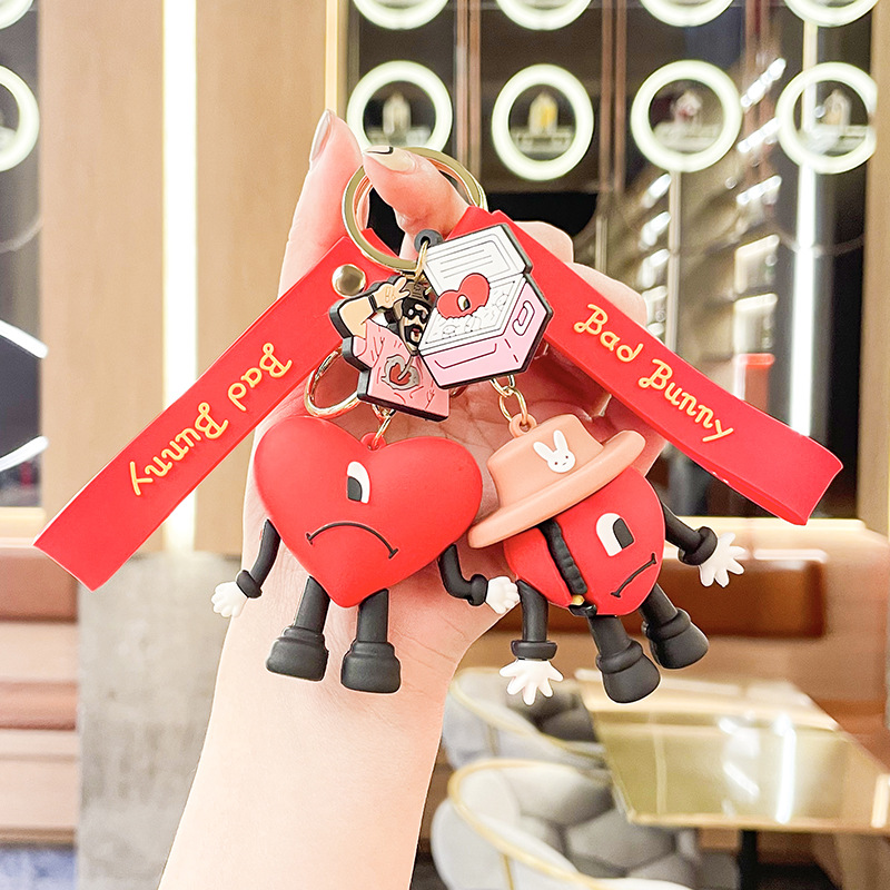 BadBunny bad rabbit key chain pendant cartoon cute love doll exquisite bag gift ornaments wholesale