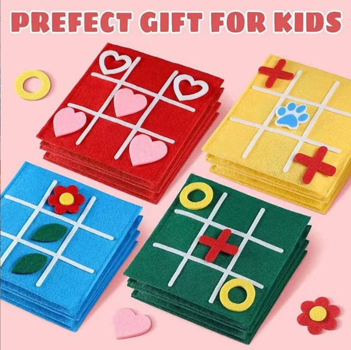 Cross-border New Felt Board Mini Jiugongge Game suit Tacit Word Puzzle Children's Educational Early Education Toys