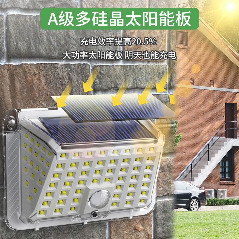 Solar Garden Light Super Bright Lighting Home Outdoor Human Body Sensor Light Automatically Turns on after Dark Waterproof Wall Light Street Light