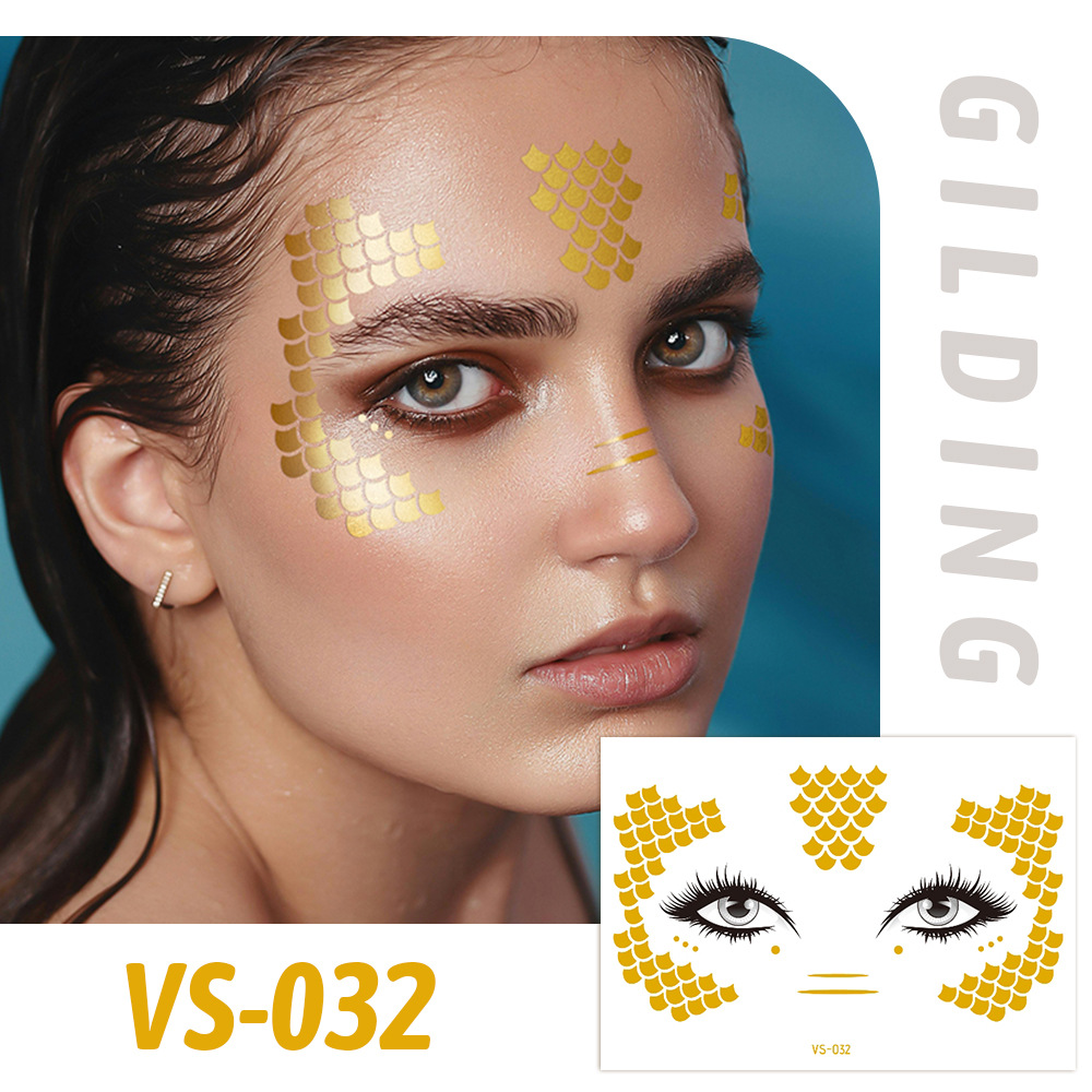 Picture of Cross-border Supply Waterproof Bronzing Electric Syllable Tattoo Sticker European and American Carnival Party Face Sticker Masquerade Freckles